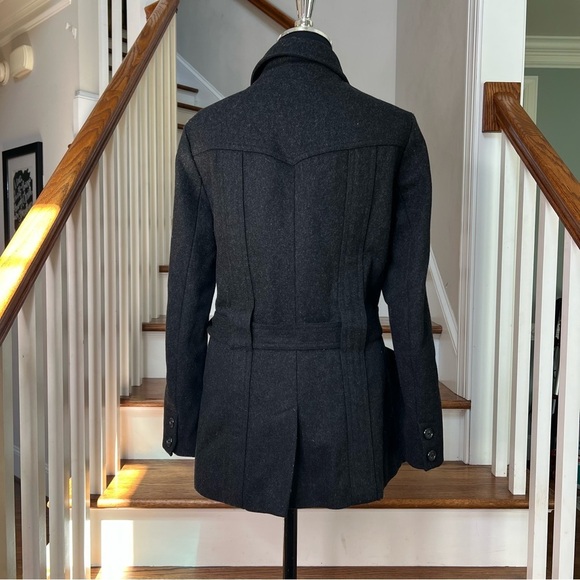 J. Crew Gray Wool Belted Pea Coat FLAWED - Picture 2 of 8